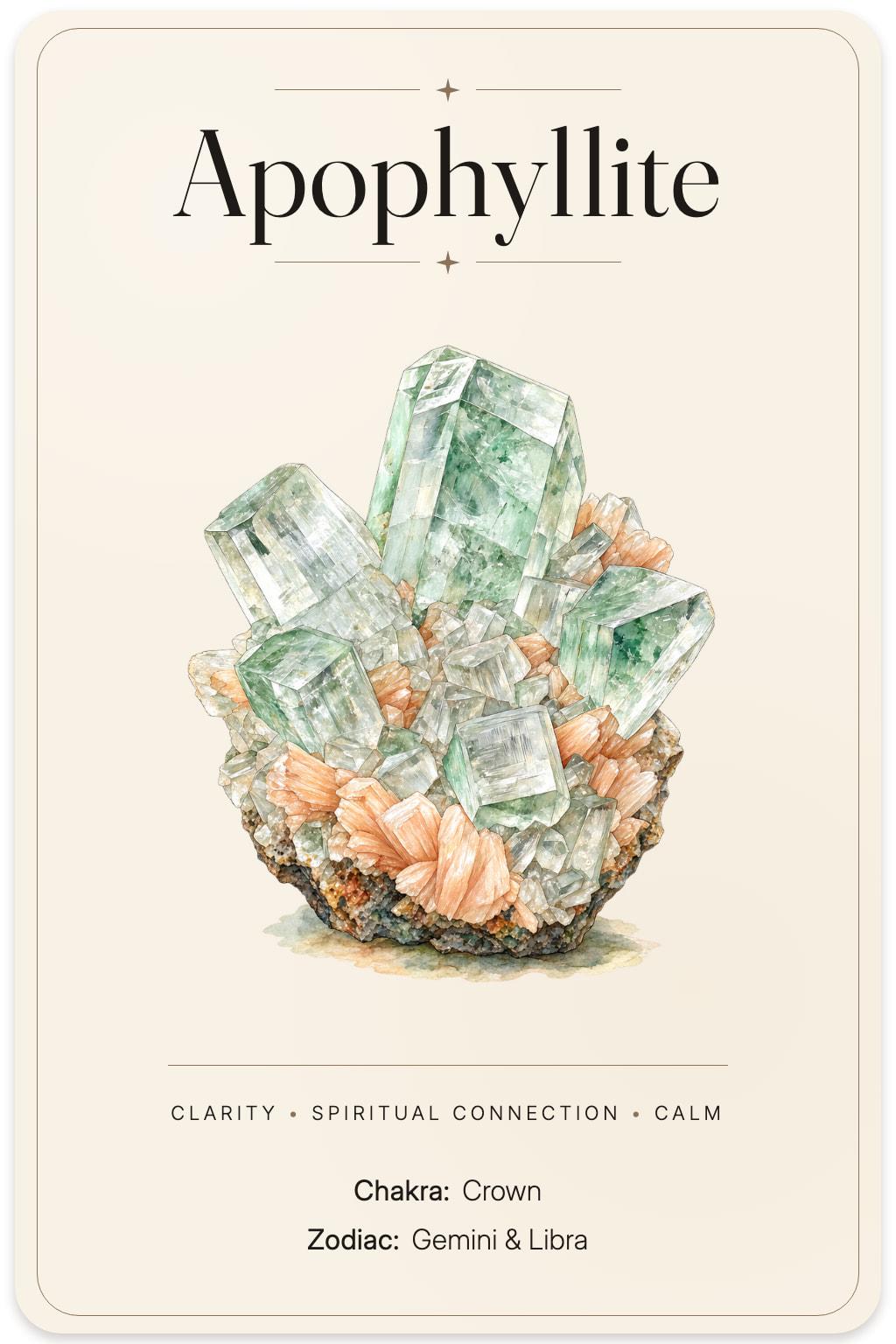 Apophyllite illustrated card
