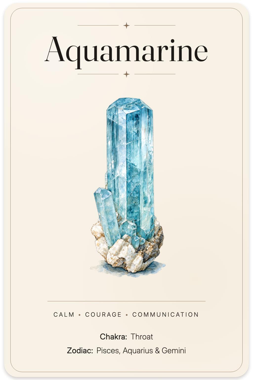 Aquamarine illustrated card