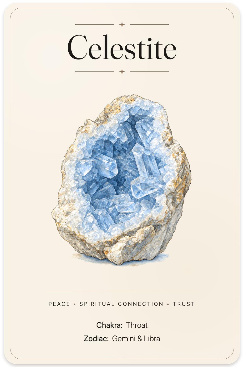 Celestite illustrated card
