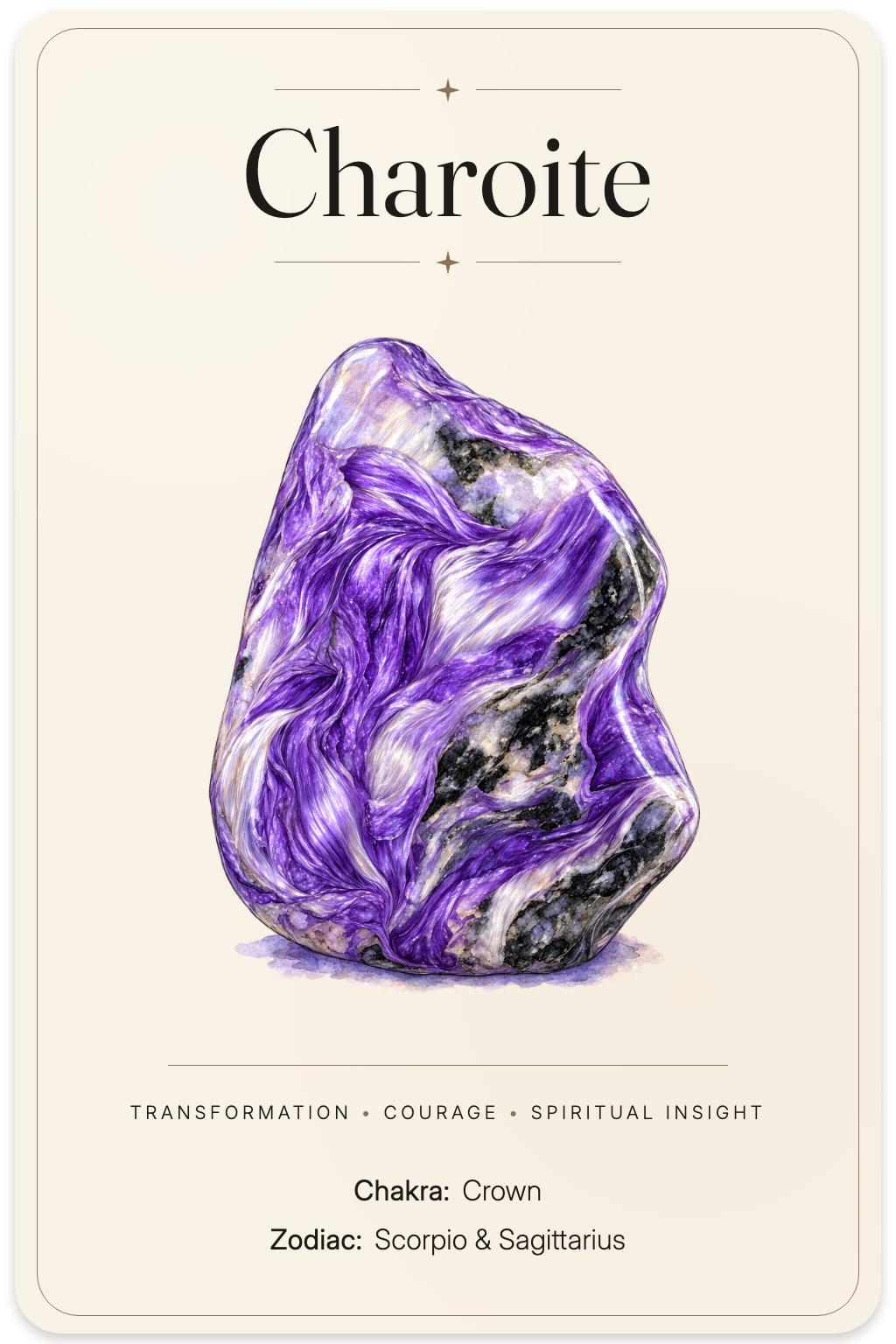Charoite illustrated card
