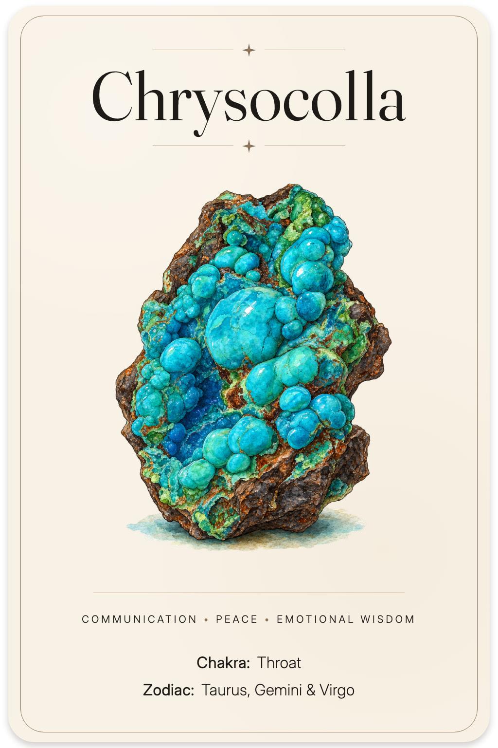Chrysocolla illustrated card