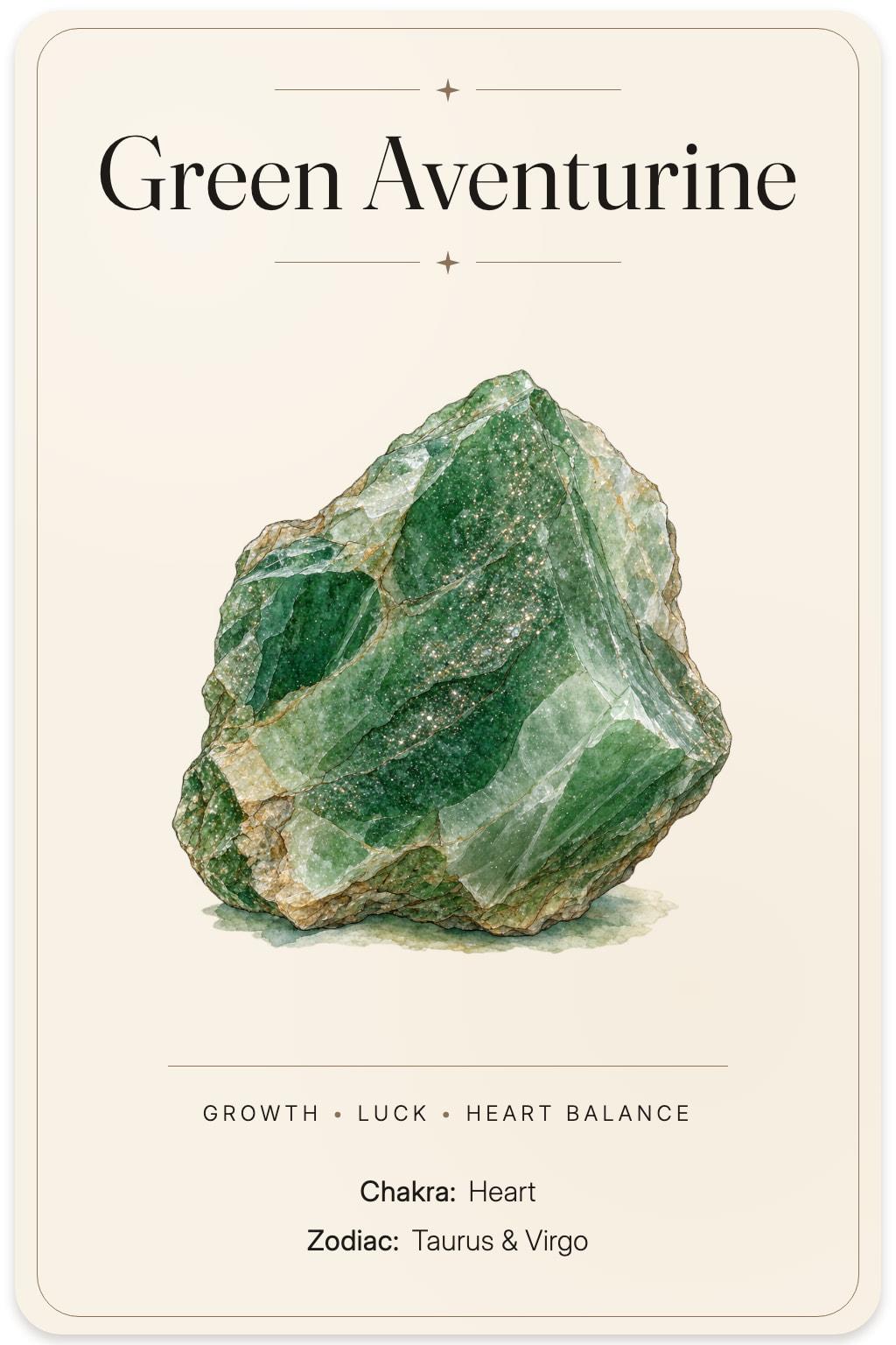 Green Aventurine illustrated card
