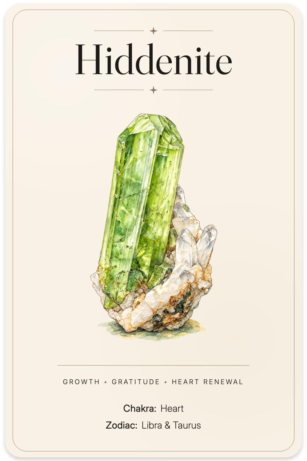 Hiddenite illustrated card