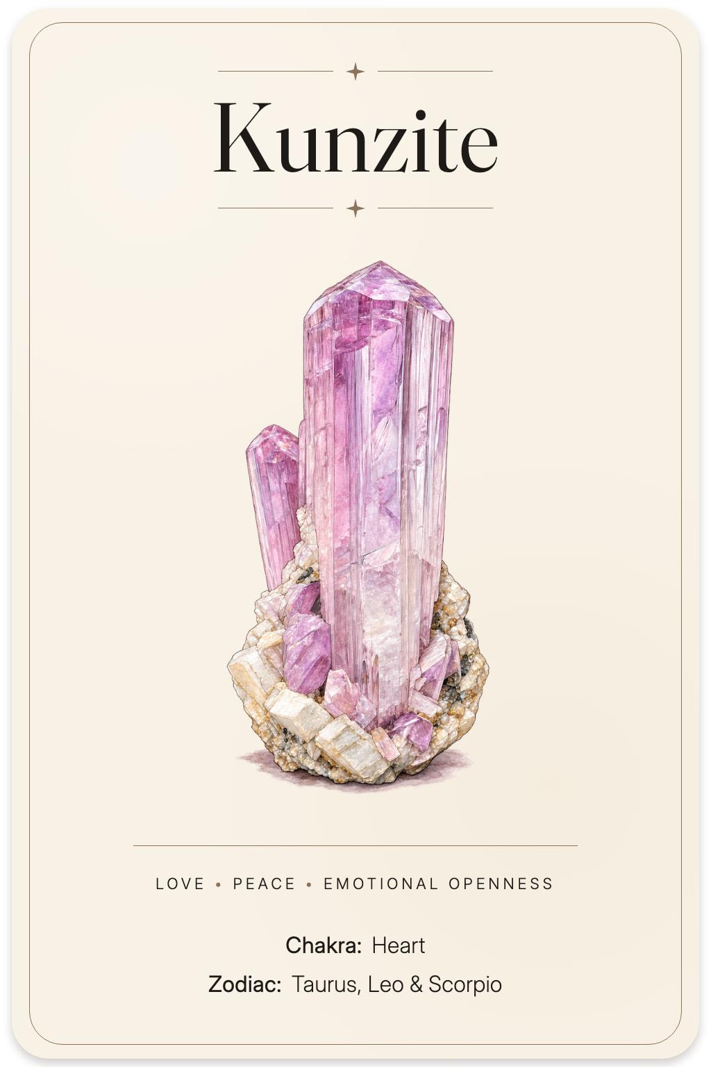 Kunzite illustrated card