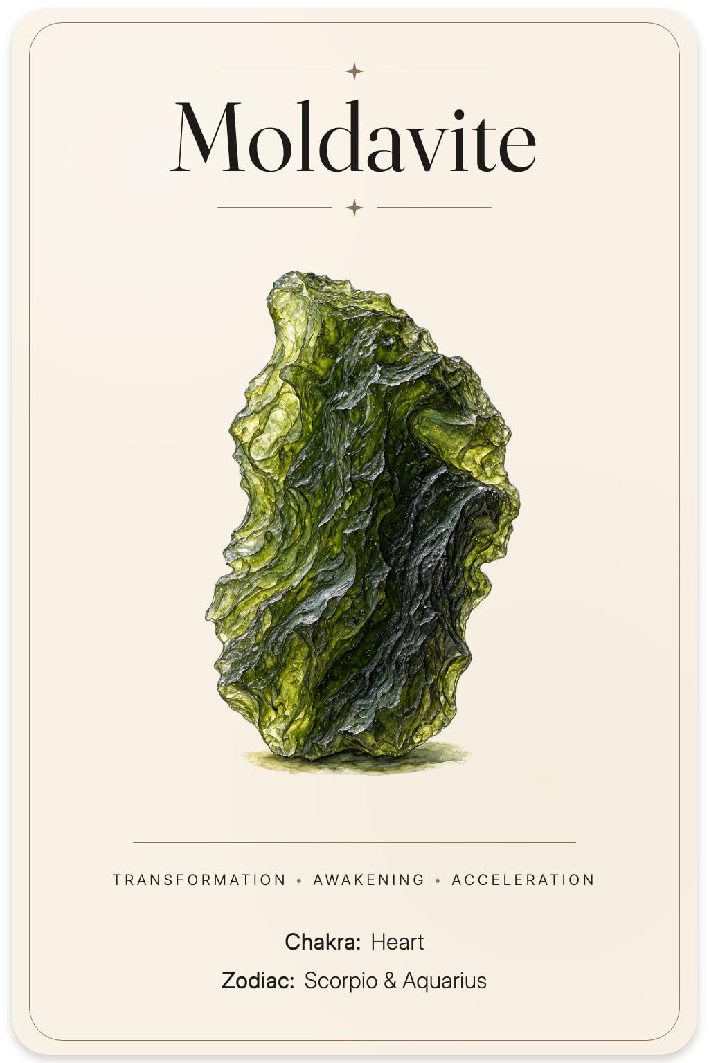 Moldavite illustrated card