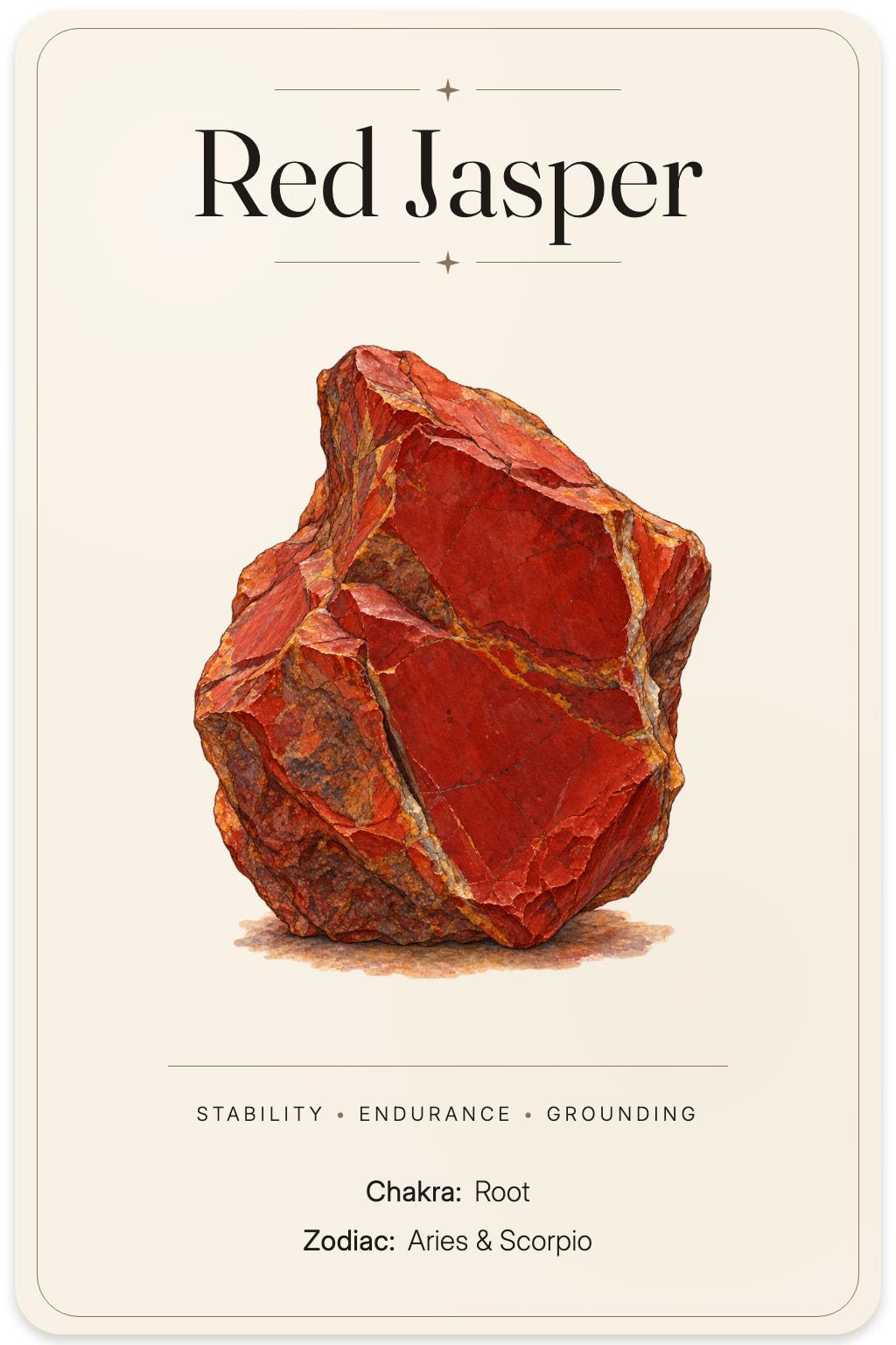 Red Jasper illustrated card