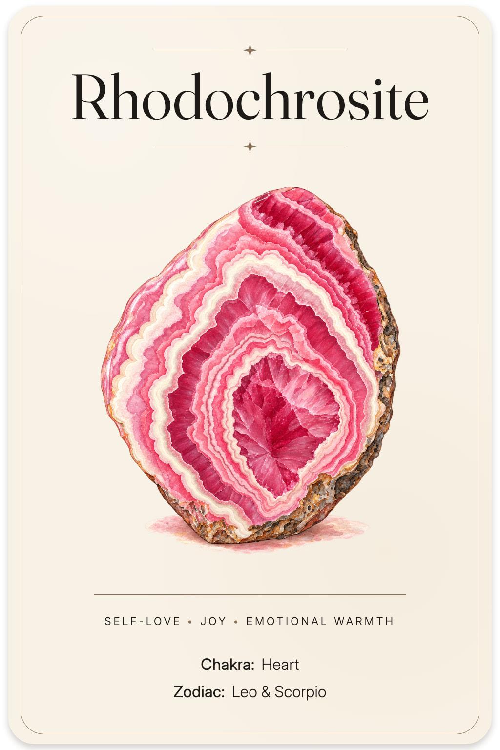Rhodochrosite illustrated card