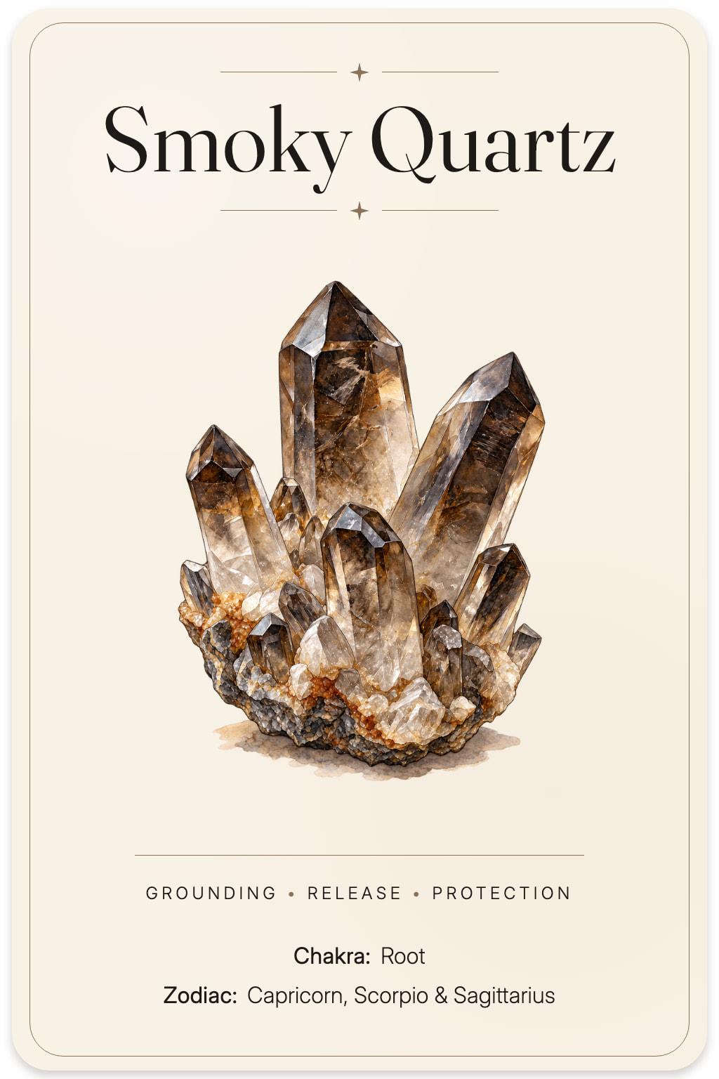 Smoky Quartz illustrated card