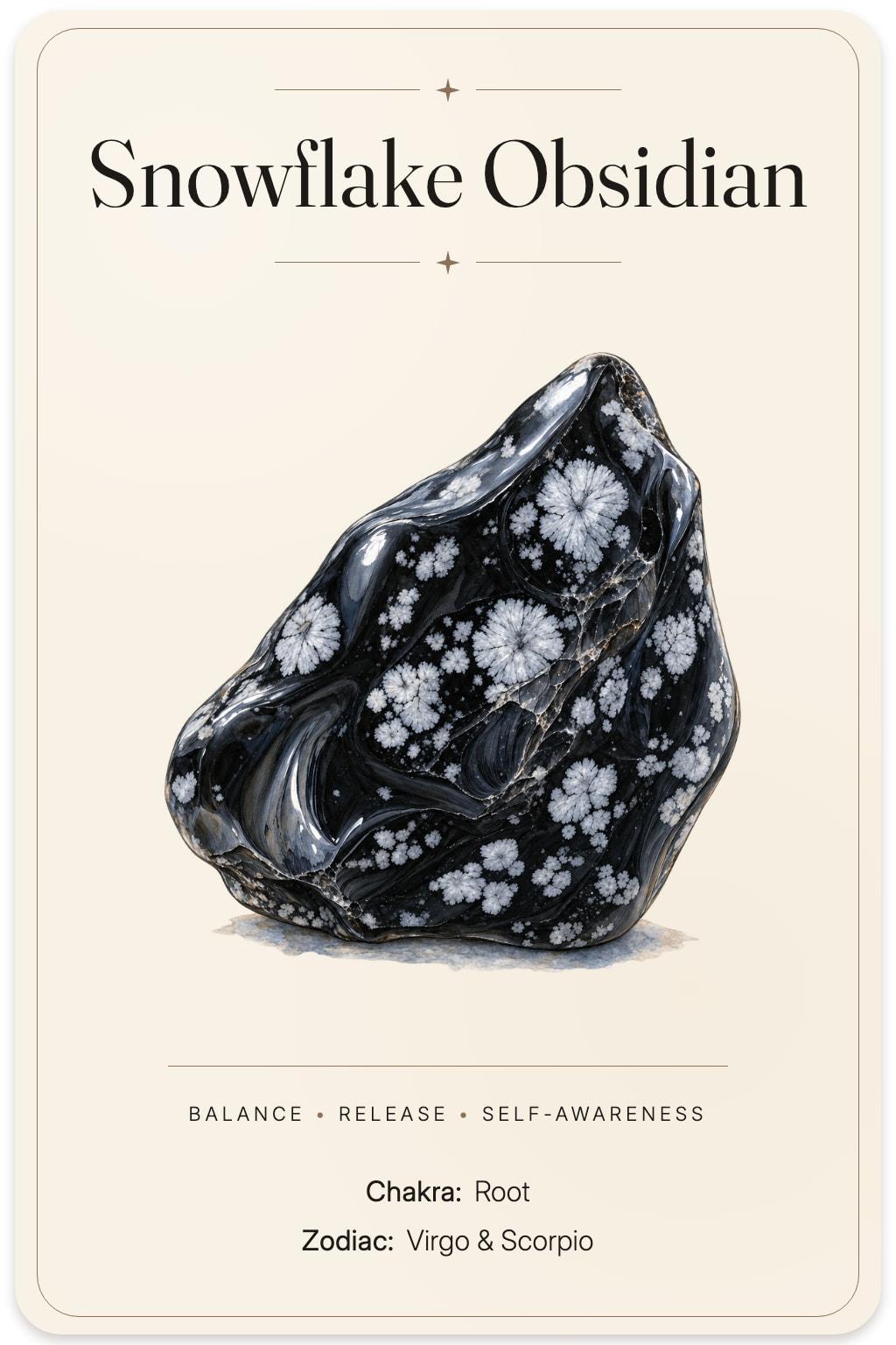 Snowflake Obsidian illustrated card
