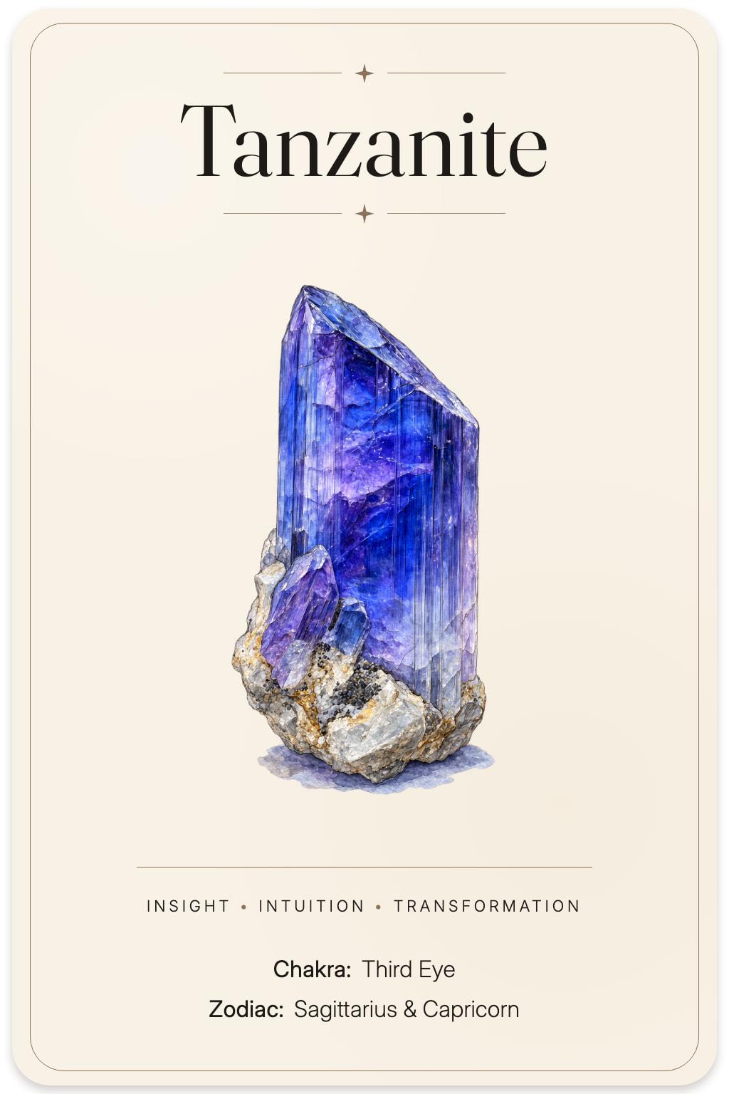 Tanzanite illustrated card