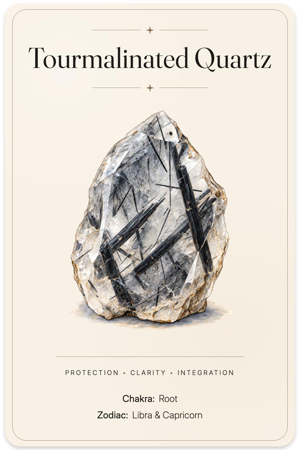 Tourmalinated Quartz illustrated card